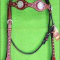 HILASON WESTERN MAHOGANY LEATHER HORSE TACK BRIDLE HEADSTALL W/ CONCHO