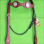 HILASON WESTERN MAHOGANY LEATHER HORSE TACK BRIDLE HEADSTALL W/ CONCHO