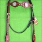 HILASON WESTERN MAHOGANY LEATHER HORSE TACK BRIDLE HEADSTALL W/ CONCHO