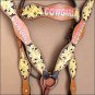 HILASON WESTERN LEATHER HORSE HEADSTALL BREAST COLLAR BLACK YELLOW COWGIRL