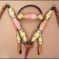 HILASON WESTERN LEATHER HORSE HEADSTALL BREAST COLLAR BLACK YELLOW COWGIRL