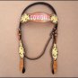 HILASON WESTERN LEATHER HORSE HEADSTALL BREAST COLLAR BLACK YELLOW COWGIRL