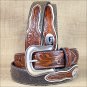 34 INCH WESTERN NOCONA MENS BELT COWBOY PRAYER CONCHO DARK CHOCOLATE