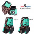 6 PACK CLASSIC EQUINE FRONT REAR SPORTS NO TURN BELL BOOTS LEGACY HORSE CHEETAH