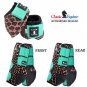 6 PACK CLASSIC EQUINE FRONT REAR SPORTS NO TURN BELL BOOTS LEGACY HORSE CHEETAH