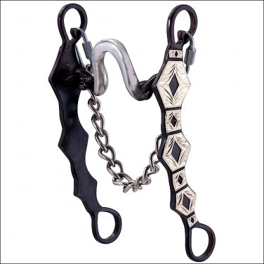5-1/2" HILASON WESTERN TACK HORSE ANTIQUE BROWN MOUTH BIT W/ RUBBER WASHERS