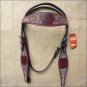 HILASON WESTERN LEATHER HORSE BRIDLE HEADSTALL MAHOGANY TURQUOISE HAND CARVED