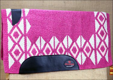 PINK WHITE HILASON WESTERN NEW ZEALAND WOOL SADDLE BLANKET HORSE RODEO