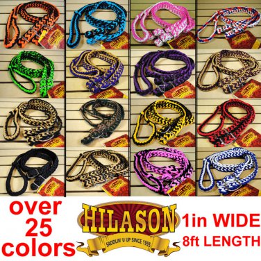 NEW Braided Poly Barrel Racing Contest Reins Flat W/Easy Grip Knots 1" X 8ft.