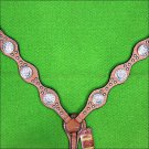 HILASON WESTERN LEATHER HORSE BREAST COLLAR TAN W/ AB STONE CONCHO BLING