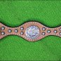 HILASON WESTERN LEATHER HORSE BREAST COLLAR TAN W/ AB STONE CONCHO BLING