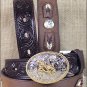 26 X 1 1/4" 3D DARK BROWN BOYS WESTERN FASHION LEATHER BELT W/ SILVER CONCHO