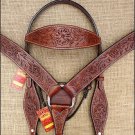 DARK BROWN HILASON WESTERN HAND TOOLED LEATHER HORSE BRIDLE BREAST COLLAR