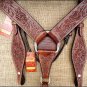 DARK BROWN HILASON WESTERN HAND TOOLED LEATHER HORSE BRIDLE BREAST COLLAR