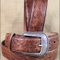 44X1 1/2" 3D BROWN MENS DRESS OSTRICH PRINT LEATHER BELT REMOVABLE SILVER BUCKLE