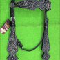 HILASON LEATHER WESTERN HORSE HEADSTALL BRIDLE BLACK RUSTIC VINTAGE FLORAL