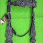 HILASON LEATHER WESTERN HORSE HEADSTALL BRIDLE BLACK RUSTIC VINTAGE FLORAL