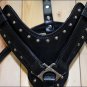 DH100 HILASON BLACK PADDED GENUINE LEATHER DOG HARNESS MATCHING LEASH ALL SIZES