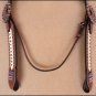 HILASON WESTERN LEATHER BRIDLE HEADSTALL BREAST COLLAR BROWN AMERICAN FLAG BLING