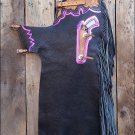 CH807F- HILASON BULL RIDING SOFT SMOOTH LEATHER PRO RODEO WESTERN CHAPS BLACK