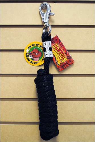 HILASON HORSE TACK BLACK BRAIDED POLY LEAD ROPE NICKEL PLATED IRON BUFFALO SNAP