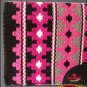 FE366-F HILASON WESTERN NEW ZEALAND WOOL HORSE SADDLE BLANKET BLACK HOT PINK