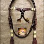 NEW HILASON WESTERN LEATHER RAWHIDE BRAIDED HORSE BRIDLE HEADSTALL - DARK BROWN