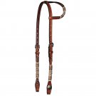 CIRCLE Y 5/8” BASKETWEAVE TOOLED WITH RAWHIDE ONE EAR HEADSTALL