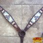 HILASON WESTERN LEATHER HORSE BREAST COLLAR DARK BROWN AZTEC PAINTED