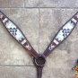 HILASON WESTERN LEATHER HORSE BREAST COLLAR DARK BROWN AZTEC PAINTED