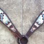 HILASON WESTERN LEATHER HORSE BREAST COLLAR DARK BROWN AZTEC PAINTED