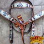 HILASON WESTERN LEATHER HORSE BRIDLE HEADSTALL BREAST COLLAR AZTEC PAINTED