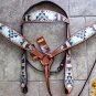 HILASON WESTERN LEATHER HORSE BRIDLE HEADSTALL BREAST COLLAR AZTEC PAINTED