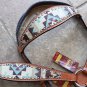 HILASON WESTERN LEATHER HORSE BRIDLE HEADSTALL BREAST COLLAR AZTEC PAINTED