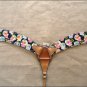 T63 WESTERN LEATHER HORSE HEADSTALL BRIDLE BREAST COLLAR SET FUN PRINT