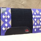 FEP278 HILASON WESTERN NEW ZEALAND WOOL HORSE SADDLE BLANKET BLACK PURPLE WHITE