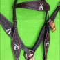 HILASON WESTERN LEATHER HEADSTALL BREAST COLLAR BROWN CROSS GUN CONCHO