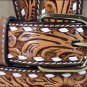 32 X 1 3/4" 3D NATURAL MENS WHITE STITCH FLORAL WESTERN FASHION LEATHER BELT