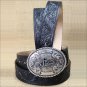 28" JUSTIN WESTERN BLACK TOOLED LEATHER TROPHY MEN BELT 1-1/2" WIDE