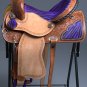 OS103NS-F WESTERN LEATHER BARREL RACING TRAIL PLEASURE SADDLE PURPLE ZEBRA 15