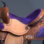 OS103NS-F WESTERN LEATHER BARREL RACING TRAIL PLEASURE SADDLE PURPLE ZEBRA 15