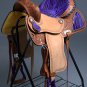 OS103NS-F WESTERN LEATHER BARREL RACING TRAIL PLEASURE SADDLE PURPLE ZEBRA 15