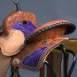 OS103NS-F WESTERN LEATHER BARREL RACING TRAIL PLEASURE SADDLE PURPLE ZEBRA 15