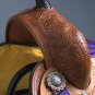 OS103NS-F WESTERN LEATHER BARREL RACING TRAIL PLEASURE SADDLE PURPLE ZEBRA 15