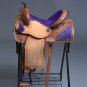 OS103NS-F WESTERN LEATHER BARREL RACING TRAIL PLEASURE SADDLE PURPLE ZEBRA 15