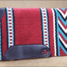 FE133-F HILASON WESTERN NEW ZEALAND WOOL SADDLE BLANKET RED TURQUOISE WHITE