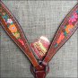 HILASON WESTERN LEATHER HORSE BREAST COLLAR MAHOGANY W/ FLORAL INLAY