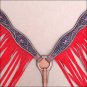 HILASON WESTERN LEATHER HORSE BREAST COLLAR BROWN W/ RED FRINGES