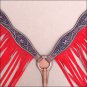 HILASON WESTERN LEATHER HORSE BREAST COLLAR BROWN W/ RED FRINGES