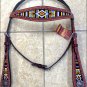 HILASON WESTERN LEATHER HORSE BRIDLE HEADSTALL BREAST COLLAR MAHOGANY BEADED